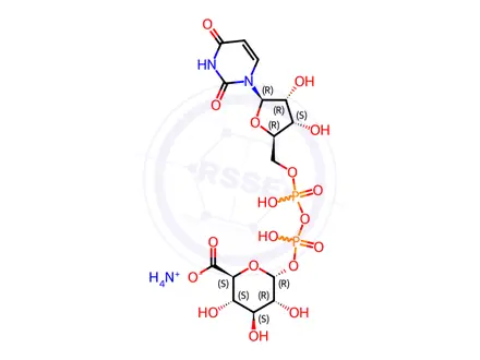 Chemical structure of Uridine 5′-diphosphoglucuronic acid ammonium salt