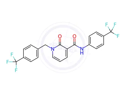 Chemical structure of 2-Oxo-1-(4-(trifluoromethyl)benzyl)-N-(4-(trifluoromethyl)phenyl)-1,2-dihydropyridine-3-carboxamide