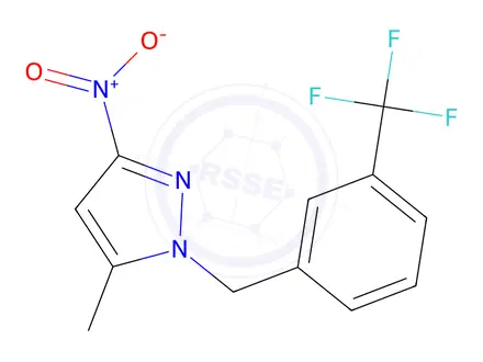 Chemical structure of 5-Methyl-3-nitro-1-(3-(trifluoromethyl)benzyl)-1h-pyrazole