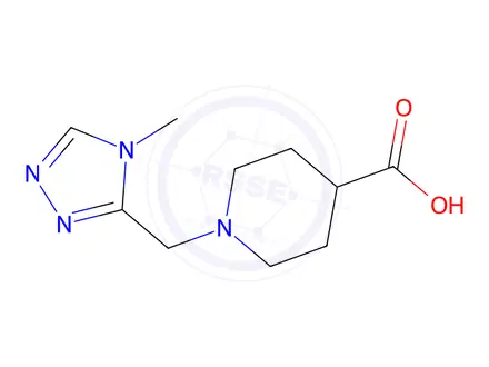 Chemical structure of 1-((4-Methyl-4H-1,2,4-triazol-3-yl)methyl)piperidine-4-carboxylic acid