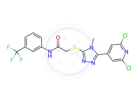 Chemical structure of N1-[3-(trifluoromethyl)phenyl]-2-{[5-(2,6-dichloro-4-pyridyl)-4-methyl-4H-1,2,4-triazol-3-yl]thio}acetamide