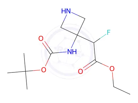 Chemical structure of ethyl 2-[3-(tert-butoxycarbonylamino)azetidin-3-yl]-2-fluoro-acetate