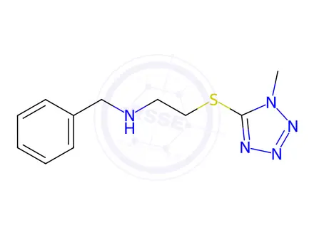 Chemical structure of N-benzyl-2-((1-methyl-1H-tetrazol-5-yl)thio)ethan-1-amine