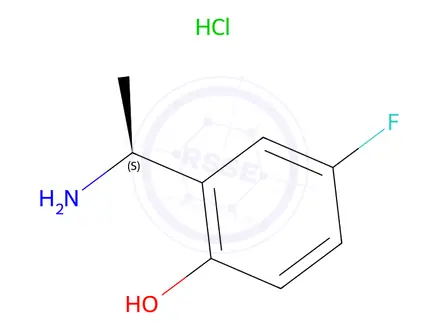Chemical structure of (S)-2-(1-Aminoethyl)-4-fluorophenol hydrochloride