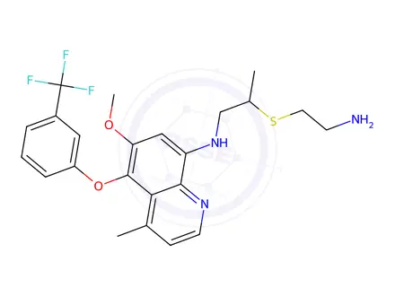 Chemical structure of 8-((5'-Amino-2'-Methyl-3'-Thiapentyl)Amino)-6-Methoxy-4-Methyl-5-((3-Trifluoromethyl)Phenoxy)Quinoline