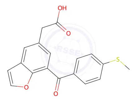 Chemical structure of 2-(7-(4-(Methylthio)benzoyl)benzofuran-5-yl)acetic acid