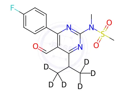 Chemical structure of N-(4-(4-Fluorophenyl)-5-formyl-6-isopropylpyrimidin-2-yl)-N-methylmethanesulfonamide-d6