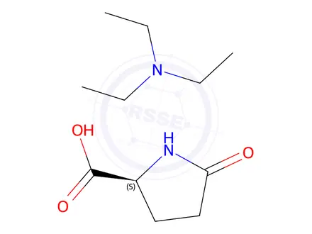Chemical structure of 5-oxo-L-proline, compound with triethylamine (1:1)