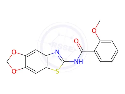 Chemical structure of N-([1,3]Dioxolo[4',5':4,5]benzo[1,2-d]thiazol-6-yl)-2-methoxybenzamide