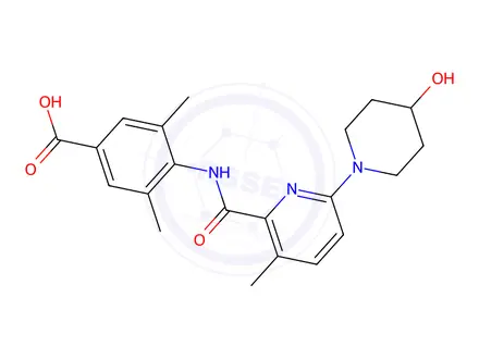 Chemical structure of 4-(6-(4-Hydroxypiperidin-1-yl)-3-methylpicolinamido)-3,5-dimethylbenzoic acid