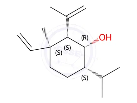 Chemical structure of (1R)-3α-Vinyl-3-methyl-2β-(1-methylvinyl)-6β-isopropylcyclohexan-1β-ol
