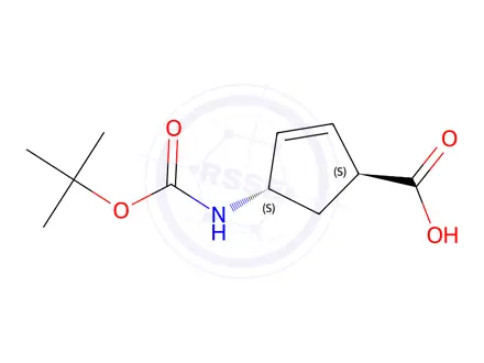 Chemical structure of Trans-(1S,4S)-4-Boc-aMino-2-Cyclopentene-1-carboxylic acid