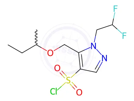 Chemical structure of 5-(sec-butoxymethyl)-1-(2,2-difluoroethyl)-1H-pyrazole-4-sulfonyl chloride