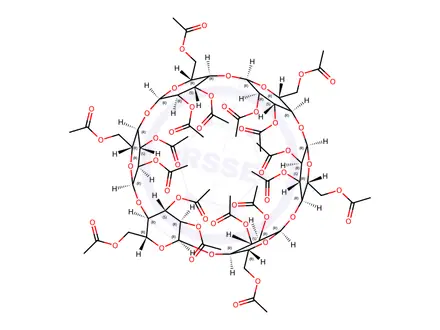 Chemical structure of .alpha.-Cyclodextrin, octadecaacetate