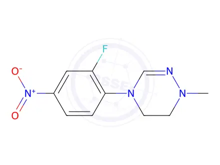 Chemical structure of 4-(2-fluoro-4-nitrophenyl)-1-methyl-1,4,5,6-tetrahydro-1,2,4-triazine