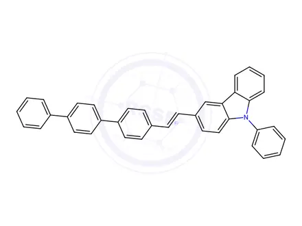 Chemical structure of 3-(2-([1,1':4',1''-Terphenyl]-4-yl)vinyl)-9-phenyl-9H-carbazole