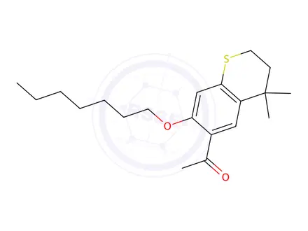 Chemical structure of 1-[7-(Heptyloxy)-3,4-dihydro-4,4-dimethyl-2h-1-benzothiopyran-6-yl]-ethanone