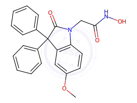 Chemical structure of N-Hydroxy-2-(5-methoxy-2-oxo-3,3-diphenylindolin-1-yl)acetamide