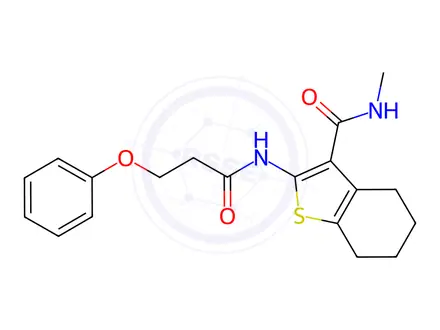Chemical structure of N-Methyl-2-(3-phenoxypropanamido)-4,5,6,7-tetrahydrobenzo[b]thiophene-3-carboxamide