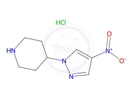 Chemical structure of 4-(4-Nitro-1H-pyrazol-1-yl)piperidine hydrochloride