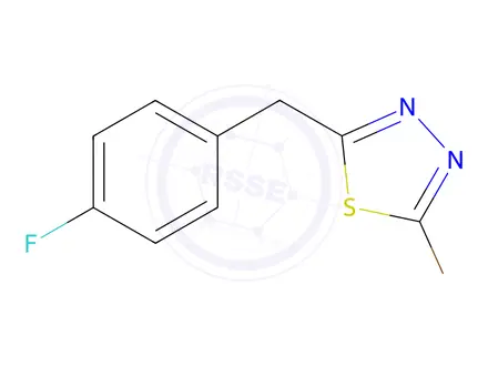 Chemical structure of 2-bromo-5-[(4-fluorophenyl)methyl]-1,3,4-thiadiazole