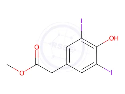 Chemical structure of 4-Hydroxy-3,5-diiodo-benzeneacetic Acid Methyl Ester