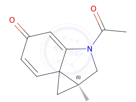 Chemical structure of 5H-Cycloprop[c]indol-5-one, 3-acetyl-1,1a,2,3-tetrahydro-, (1aS)-(9CI)