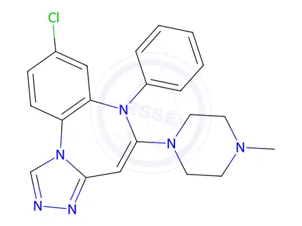 Chemical structure of 6H-(1,2,4)Triazolo(4,3-a)(1,5)benzodiazepine, 8-chloro-5-(4-methyl-1-p iperazinyl)-6-phenyl-