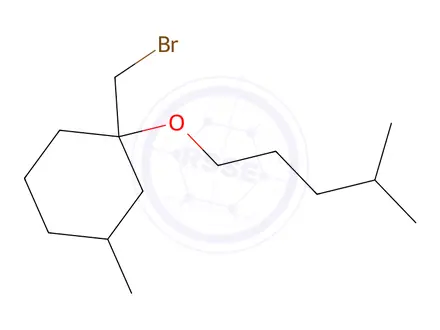 Chemical structure of 1-(Bromomethyl)-3-methyl-1-((4-methylpentyl)oxy)cyclohexane