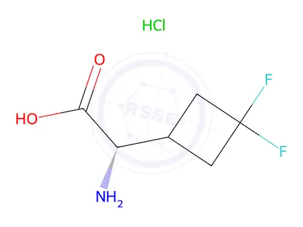 Chemical structure of (2S)-2-amino-2-(3,3-difluorocyclobutyl)acetic acid hydrochloride