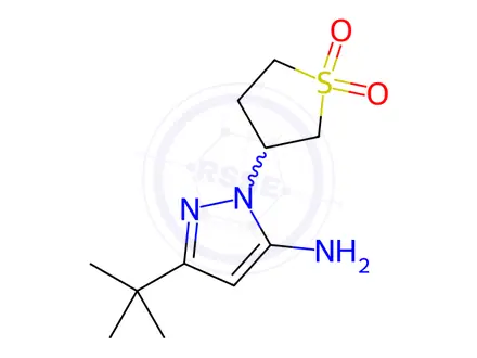 Chemical structure of 5-tert-Butyl-2-(1,1-dioxo-tetrahydro-1l6-thiophen-3-yl)-2H-pyrazol-3-ylamine