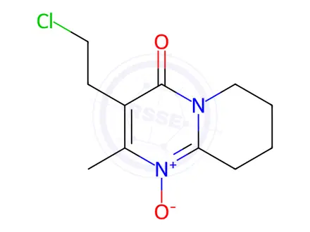 Chemical structure of 3-(2-Chloroethyl)-2-methyl-4-oxo-6,7,8,9-tetrahydro-4H-pyrido[1,2-a]pyrimidine 1-oxide