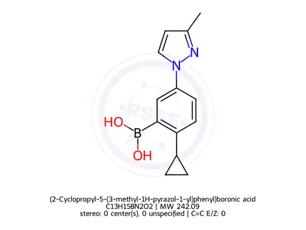 Chemical structure of (2-Cyclopropyl-5-(3-methyl-1H-pyrazol-1-yl)phenyl)boronic acid