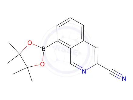 Chemical structure of 8-(4,4,5,5-Tetramethyl-1,3,2-dioxaborolan-2-yl)isoquinoline-3-carbonitrile