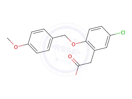 Chemical structure of Benzeneacetic acid, 5-chloro-2-[(4-methoxyphenyl)methoxy]-