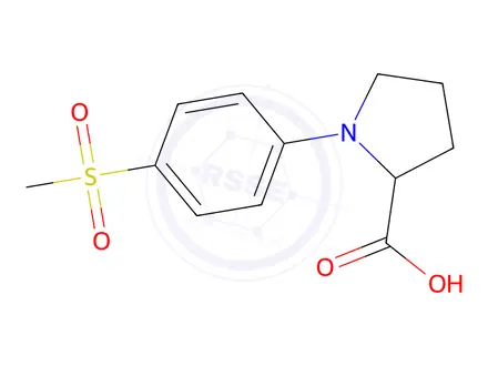 Chemical structure of 1-[4-(METHYLSULFONYL)PHENYL]PYRROLIDINE-2-CARBOXYLIC ACID