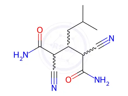 Chemical structure of 2,4-Dicyano-3-(2-methylpropyl)-pentanediamide (Mixture of Diastereomers)