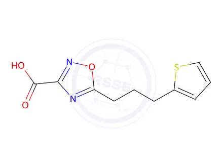 Chemical structure of 5-(3-(Thiophen-2-yl)propyl)-1,2,4-oxadiazole-3-carboxylic acid