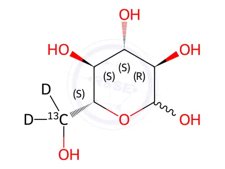 Chemical structure of D-[6-13C;6,6'-2H2]glucose