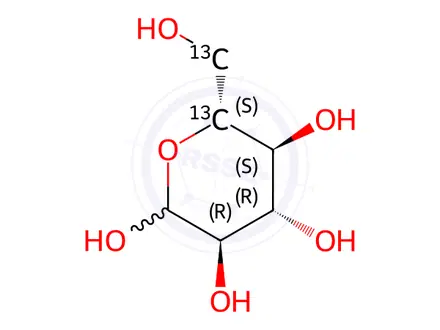 Chemical structure of D-[5,6-13C2]glucose