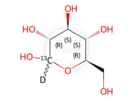 Chemical structure of D-[1-13C;1-2H]glucose