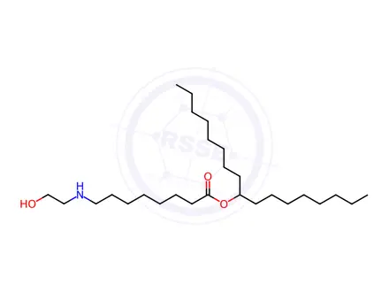 Chemical structure of Octanoic acid, 8-[(2-hydroxyethyl)amino]-, 1-octylnonyl ester