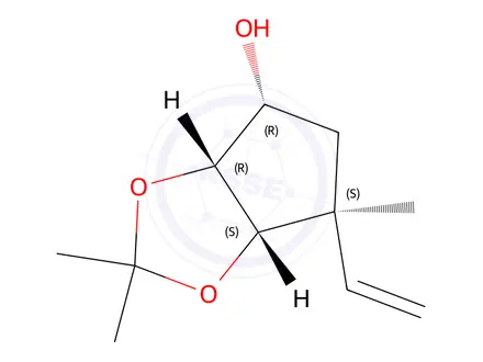 Chemical structure of (3AR,4R,6S,6aS)-2,2,6-trimethyl-6-vinyltetrahydro-4H-cyclopenta[d][1,3]dioxol-4-ol