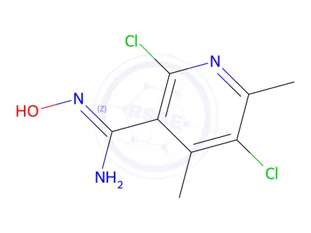 Chemical structure of (Z)-2,5-dichloro-N'-hydroxy-4,6-dimethylnicotinimidamide