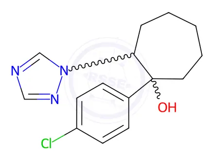 Chemical structure of 4-chlorophenyl-2-(1H-1,2,4-triazol-yl)cycloheptanol