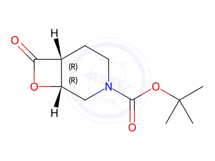 Chemical structure of 8-Oxa-3-azabicyclo[4.2.0]octane-3-carboxylic acid, 7-oxo-, 1,1-dimethylethyl ester, (1R,6R)-rel-