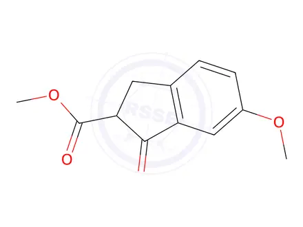 Chemical structure of methyl 6-methoxy-1-oxo-2,3-dihydro-1H-indene-2-carboxylate