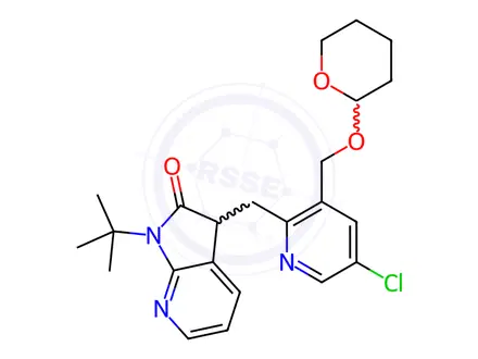 Chemical structure of 2H-PYRROLO[2,3-B]PYRIDIN-2-ONE, 3-[[5-CHLORO-3-[[(TETRAHYDRO-2H-PYRAN-2-YL)OXY]METHYL]-2-PYRIDINYL]METHYL]-1-(1,1-DIMETHYLETHYL)-1,3-DIHYDRO-