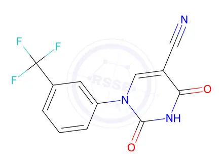 Chemical structure of 2,4-Dioxo-1-(3-(trifluoromethyl)phenyl)-1,2,3,4-tetrahydropyrimidine-5-carbonitrile