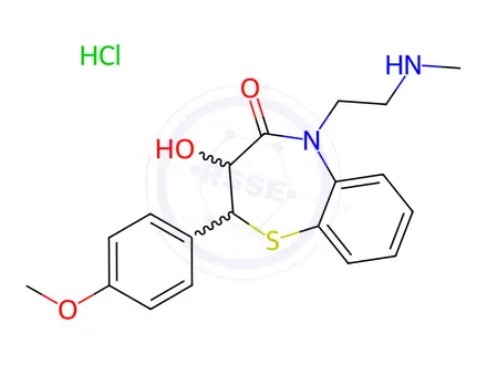 Chemical structure of rac-Deacetyl-N-monodemethyldiltiazem Hydrochloride